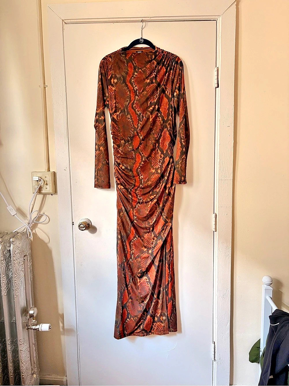 Express Animal Print Maxi Dress in Brown & Orange Size Large NWT